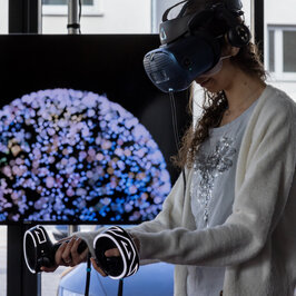 Person spielt VR-Spiel mit Controller in den Händen